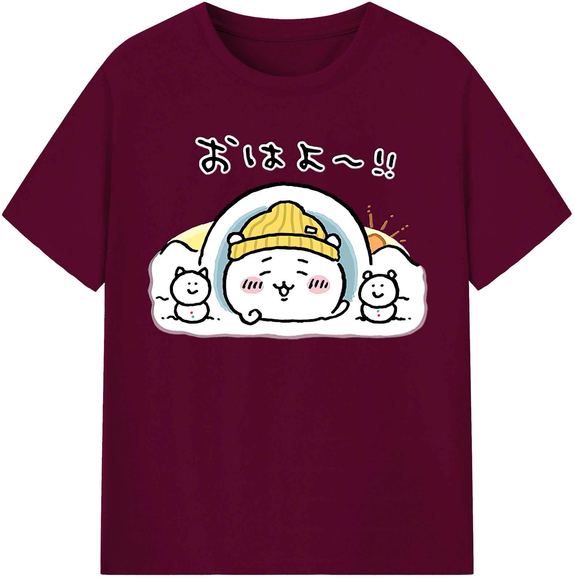 （画像用） ちいかわ ちいかわ Chii-kawa chiikawa レディースカジュアルプリントTシャツ（綿100％）